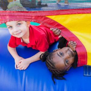 little kids inside bounce house