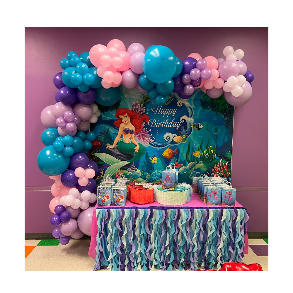 little mermaid party decorations set up